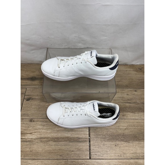 Adidas Advantage Base Mens US 10 White Leather Sneakers Cloudfoam Comfort GZ5299 - Picture 9 of 10